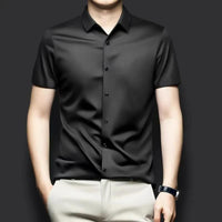 Men's Regular Fit Half Sleeves Solid Satin Formal Shirt